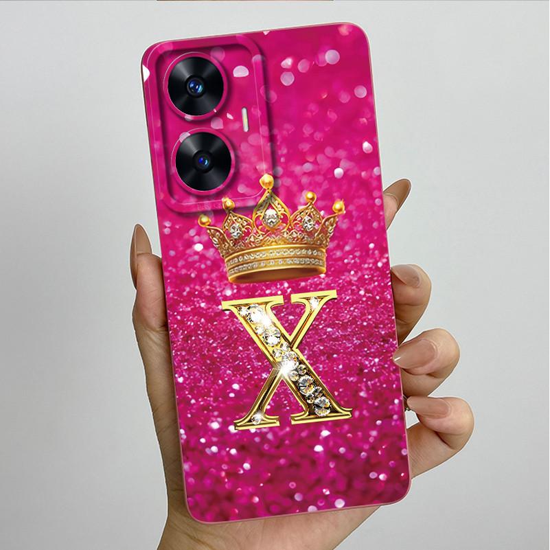 For Realme C55 RMX3710 Luxury Crown Letters Cover Soft Silicone Phone Case For Realme Narzo N55 C 55 RealmeC55 NarzoN55 Bumper
