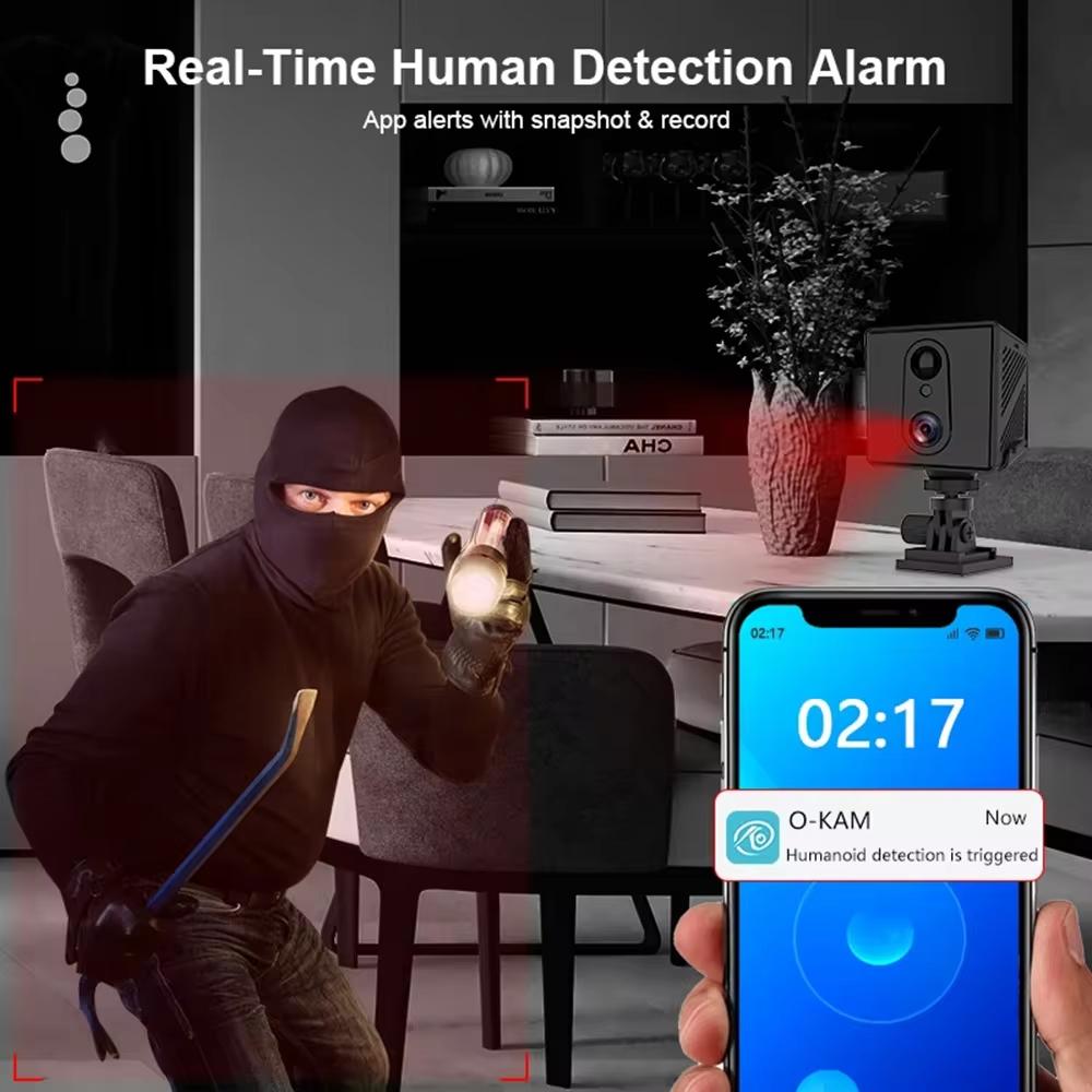 5MP 4G SIM Karte Mini Kamera Indoor Nachtsicht Überwachung Sicherheit Überwachung Wiederaufladbare 3000 mAh Batterie Powered Home Cam