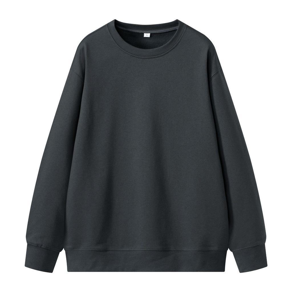Unisex 430g Heavyweight Round Neck Sweatshirt - Solid Color, Basic Style, High-Quality Cotton Feel