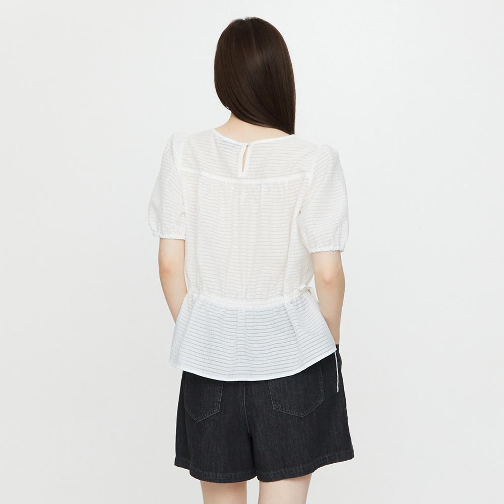 LAP Round Neck String Shirred Blouse As2Wb462
