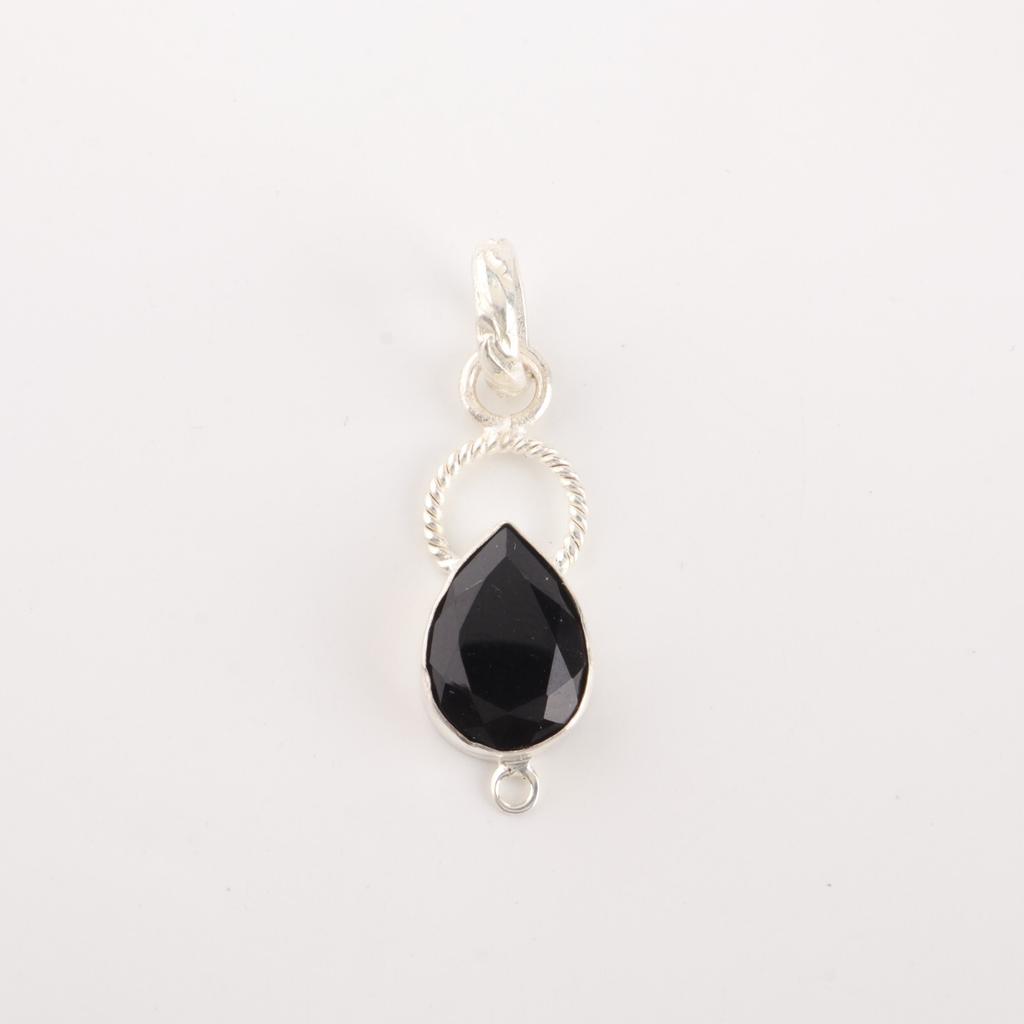 Svart Onyx Edelsten 925 Sterlingsølv Smykker Håndlaget Anheng Halskjede 1,40" PP-12-18
