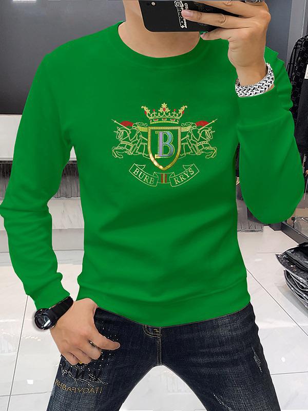2023 European Style Slim Fit Men's Rhinestone Letter Sweatshirt