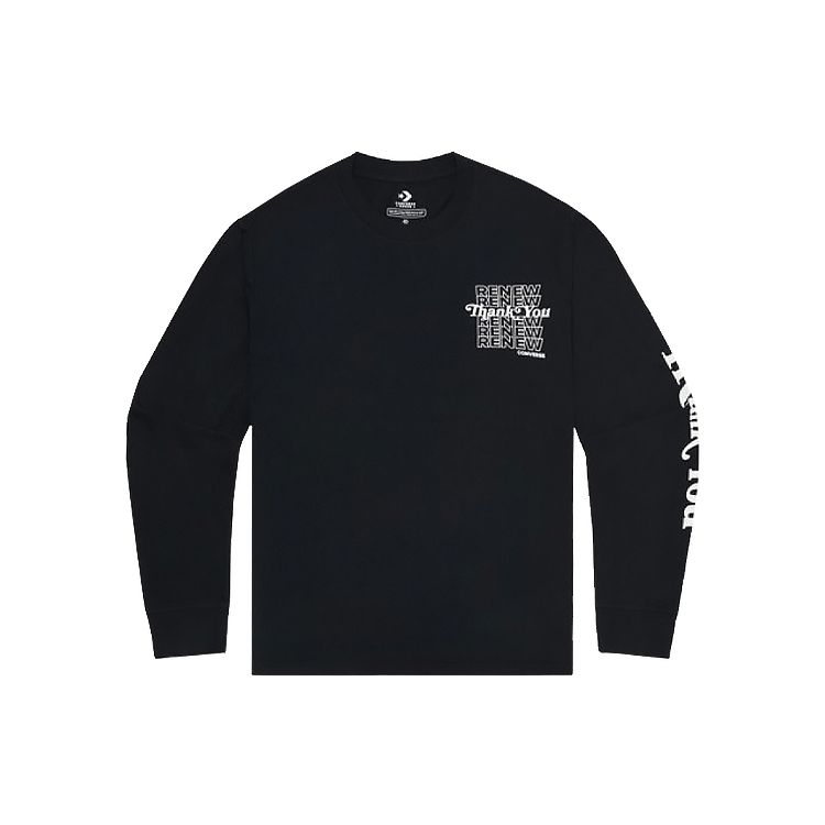 

Converse Renew Core Толстовка с круглым вырезом и принтом логотипа Мужские топы Черный 10019500-A03