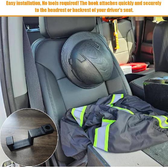 Hard Hat Holder For Truck Seat Bamboo Hard Hat Hook For Seatback, Headrest Hooks For Car, Portable Hard Hat Hanger, Holds Hard Hat And Vest With Ease