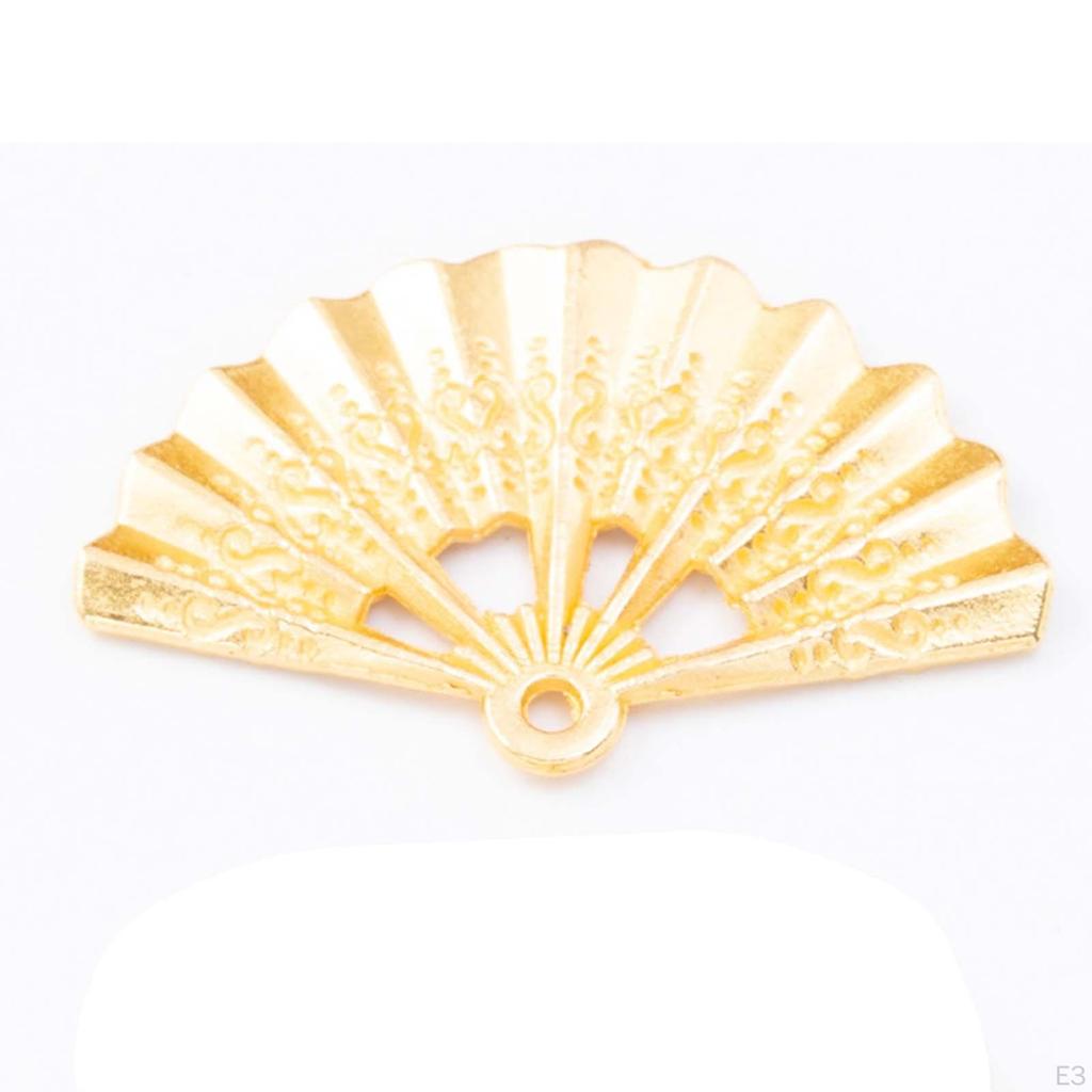 50 Metal Fan Shaped Charms Semicircular Pendents for Earrings Hairpin Jewelry Making Necklace DIY