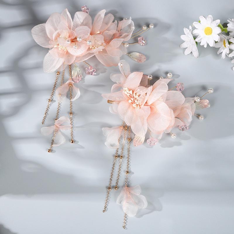 Flower Hair Clips Forks Chinese Hanfu Hair Accessories for Women Hairpin Fork Handmade Vintage Wedding Hair Jewelry Retro Crowns for Girl and Women