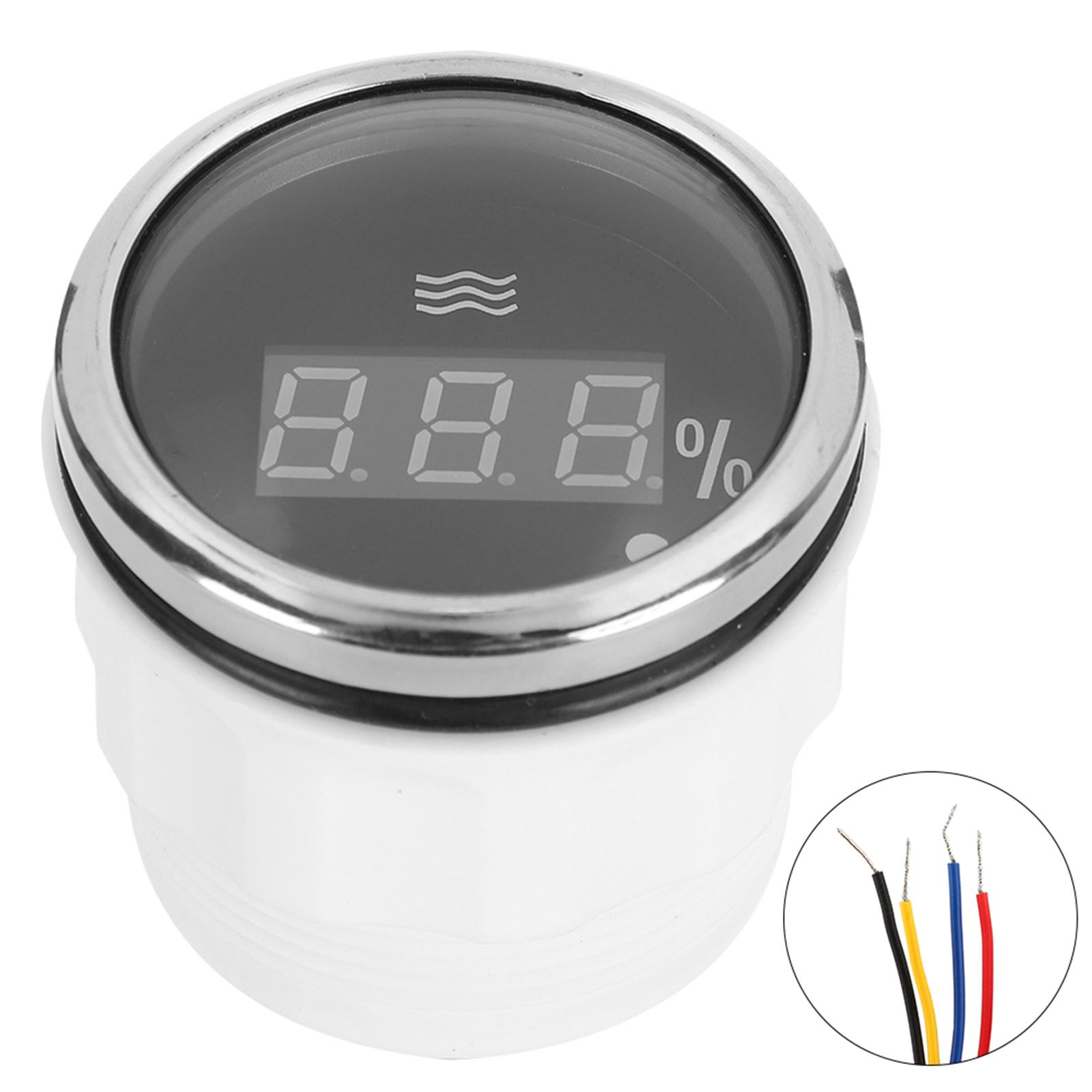 

52Mm 2in Digital Water Level Gauge Waterproof AntiFog LED Meter with Smart Alarm for Auto Boats(Cadran noir 24033Ohm ) чорний