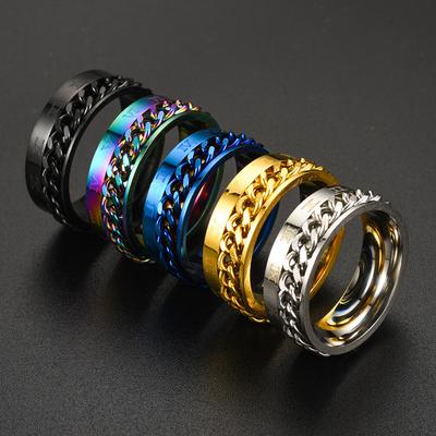 1Pc Simple and Changeable Men's and Women's Titanium Steel Rotating Roman Chain Ring, Personalized Ring