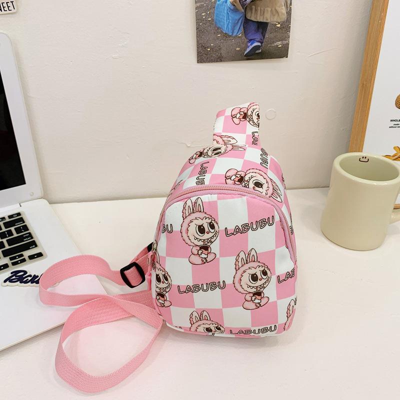 

1 шт., мультяшная сумка через плечо Labubu, симпатичные детские сумки-мессенджеры Kawaii, повседневные сумки для отдыха на открытом воздухе, портативные рюкзаки розовый