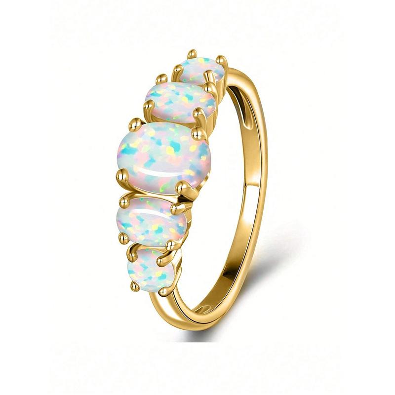 

Popular European and American fashion opal ring women s egg opal Opal exquisite ring No. 10