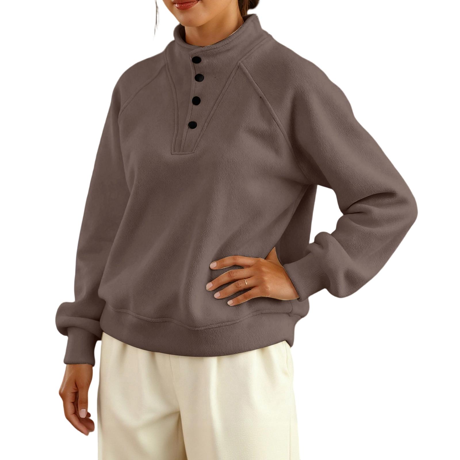

Women s Fashionable Casual Color Long Sleeve Top XXXL кавовий