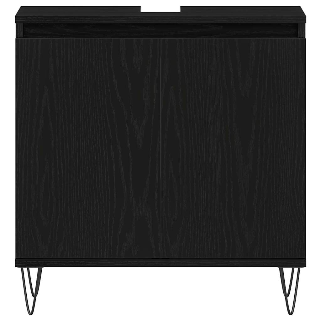 Bathroom Furniture Set 3 pcs Black Oak Effect 30 x 30 x 190 cm