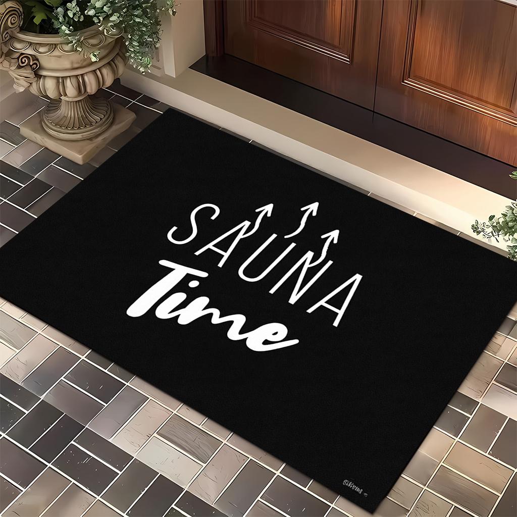 Minimalistische Sauna Tijd Slogan Deurmat, Antislip Zacht Decoratief Entreekleed, Duurzaam Binnen Vloerkleed voor Woonkamer 40x60cm