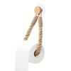 1pc Hemp Rope Tissue Holder Hole Free Wall Hanging Cotton String Hemp Rope Tissue Holder Solid Wood Roll Paper Holder