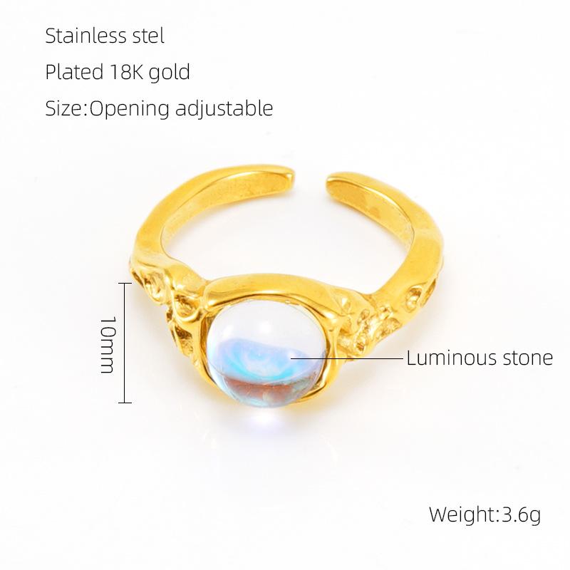Bague ouverte 2026 Pierre Lumineuse Bague Zirconium Rétro 18K pour Femme