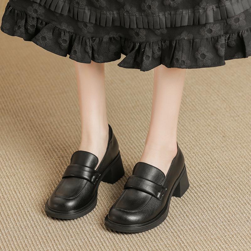 Women's Low Heels Platform Loafers Shoes Casual Comfort Chunky Block Heel Square Toe Pumps Non-Slip Party Office Work Dressy Pumps Shoes for Women