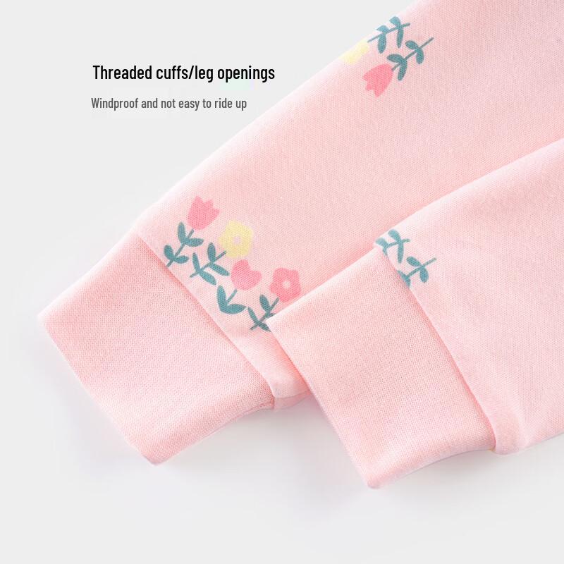 DEESHA Girls' Flower Rabbit Print Cotton Thermal Underwear Set