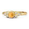 Citrine Bezel Set Cluster Accent Design Ring - 925 Sterling Silver Gold Vermeil