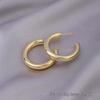 Retro Hong Kong Style Gold Plated Hoop Earrings - Versatile Cross-Border Fashion Studs