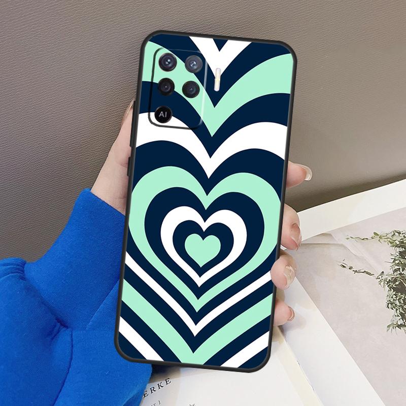 Latte Love Tunnel Brown Heart Case For Oppo A76 A16 A96 A17 A18 A60 A80 A40 A38 A58 A78 A98 A94 A74 A54 A15 A57 A77 A5 Pro