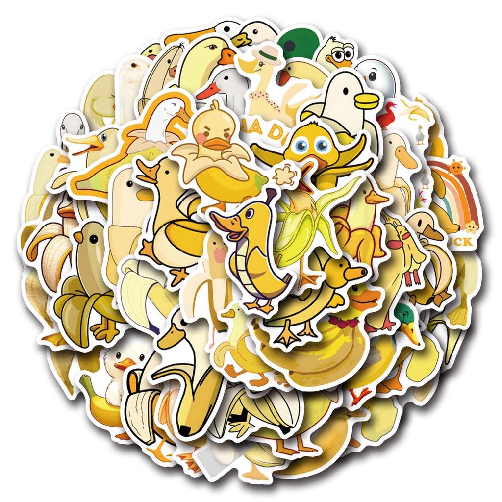 55 Waterproof Cartoon Banana Duck Stickers for Decorating Stationery, Cups, and Computers