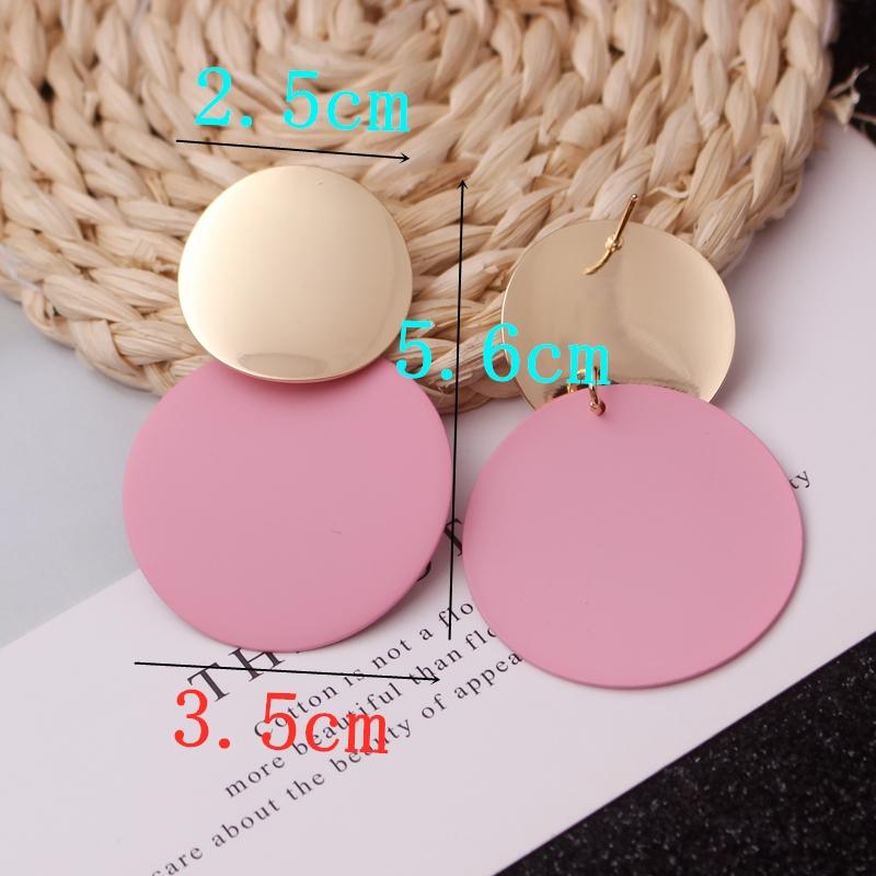 Vintage Trendy Golden Round Metal Statement Earrings for Women Geometry Jewelry Zinc Alloy Exaggerated Drop Earrin