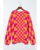Azura Exchange Open Front Mixed Checkered Pattern Knit Cardigan