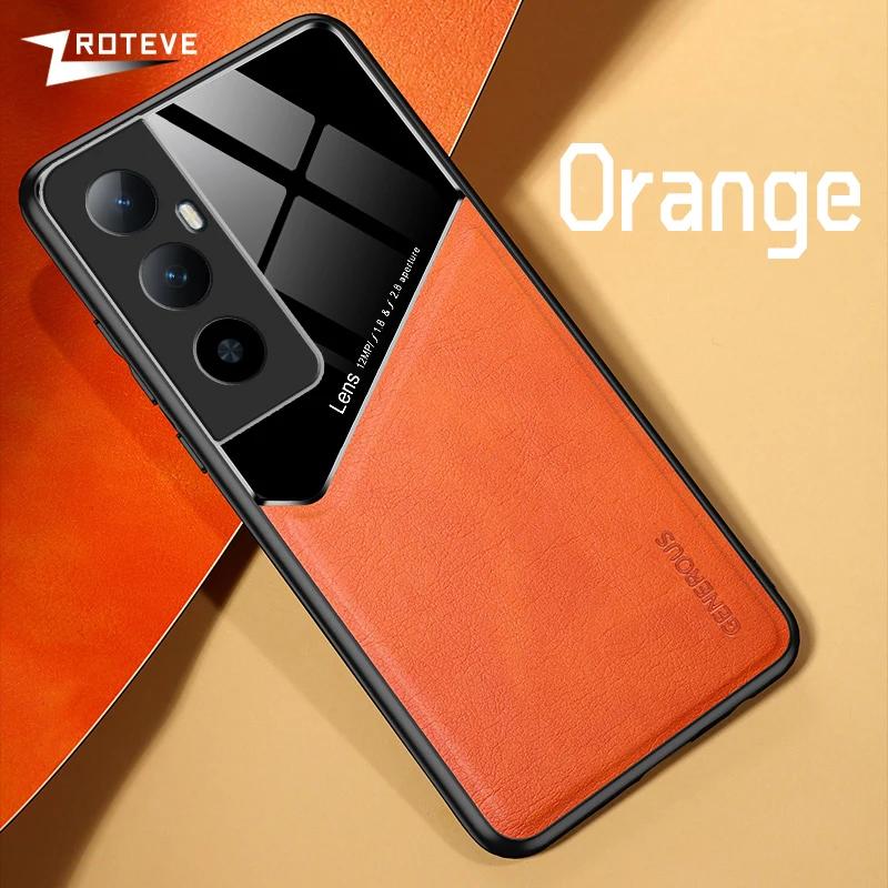 

Чехол RealmeC65 из искусственной кожи, автомобильный магнитный жесткий чехол для ПК для OPPO Realme C65 C67 RealmeC67, глобальные противоударные чехлы для телефонов CHINA&Realme C65 оранжевый