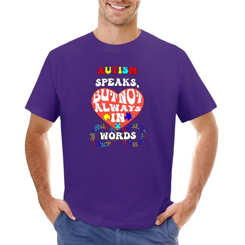 Autism talar, men inte alltid med ord T-shirt för autismmedvetenhet sommarkläder Unisexkläder