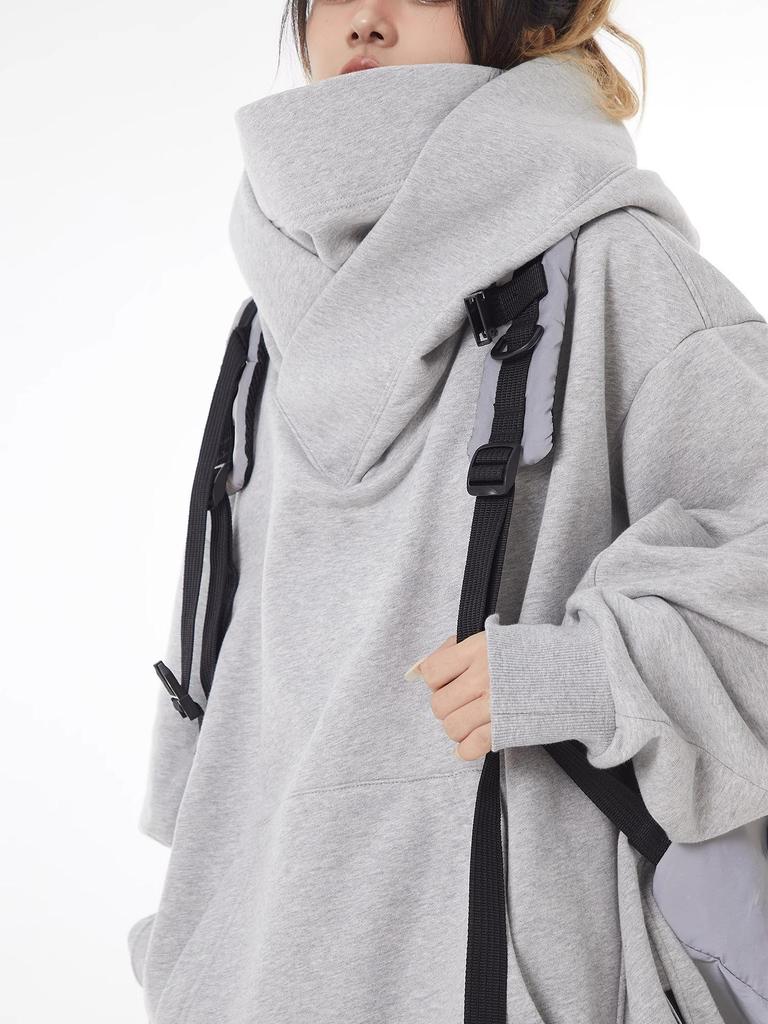 Unisex Trendy High-Collar Hooded Jacket with Velvet Lining for Social Anxiety