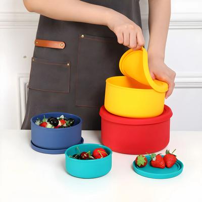 Portable Bento Box Food Grade Microwave Silicone Lunch Box Home Refrigerator Silicone Cooler