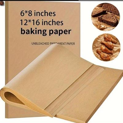 200Pcs Air Fryer Parchment Paper Burger Dessert Sandwich Wrapping Brown Wax Paper Kitchen Oven Paper