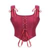 Top Corsetto Stringivita da Donna Corto con Stecche Modellante Vita Allacciatura Senza Maniche Gilet Capo Esterno