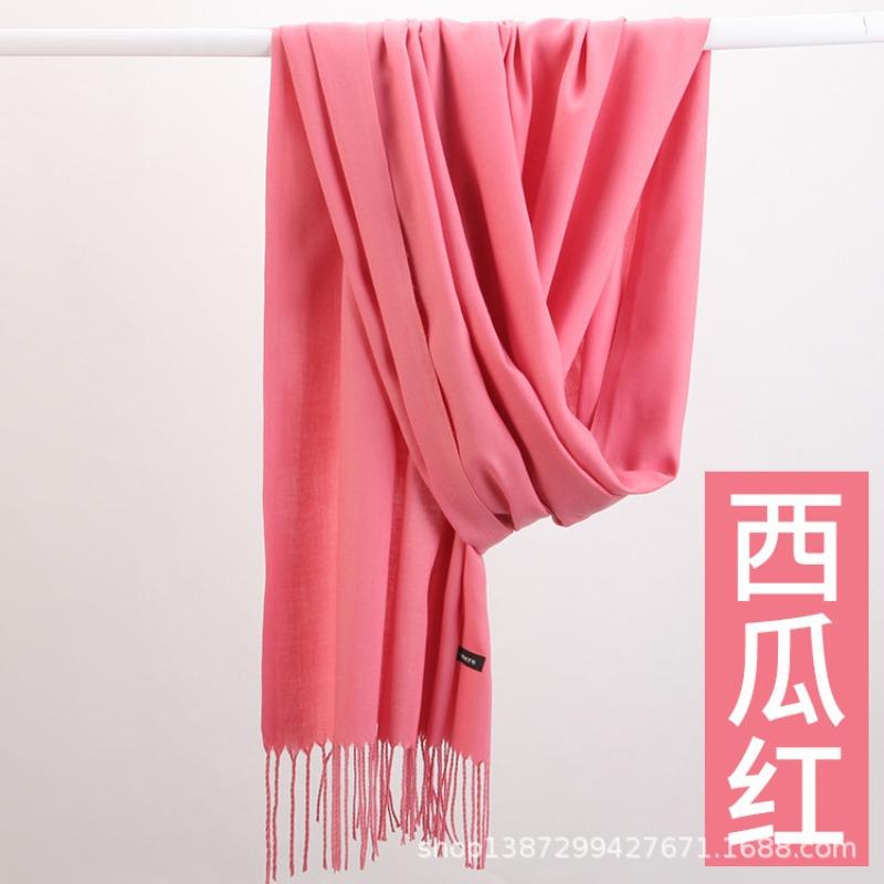 Solid color cashmere bristle scarf women's autumn and winter warm versatile gift shawl factory