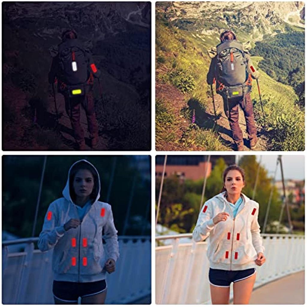 Pacote de 24 adesivos refletivos de advertência 3 x 8 cm Fita de advertência de segurança Fita reflexiva de segurança autoadesiva para bicicletas, carrinhos de bebê, mochilas escolares