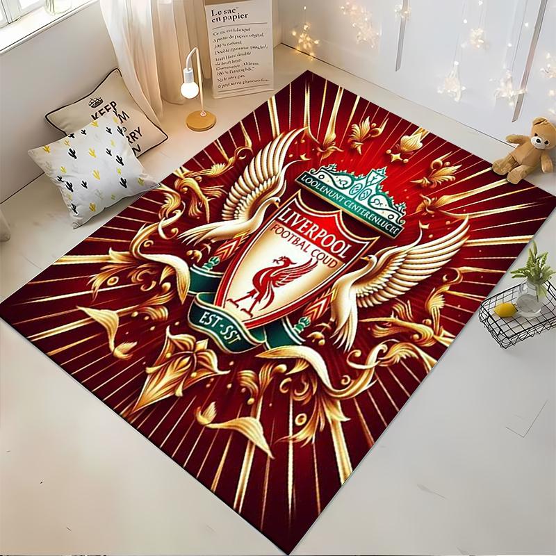 Golden Winged Liverpool Logo Design Rug, Non-slip rug suitable for living room and bedroom sofas.