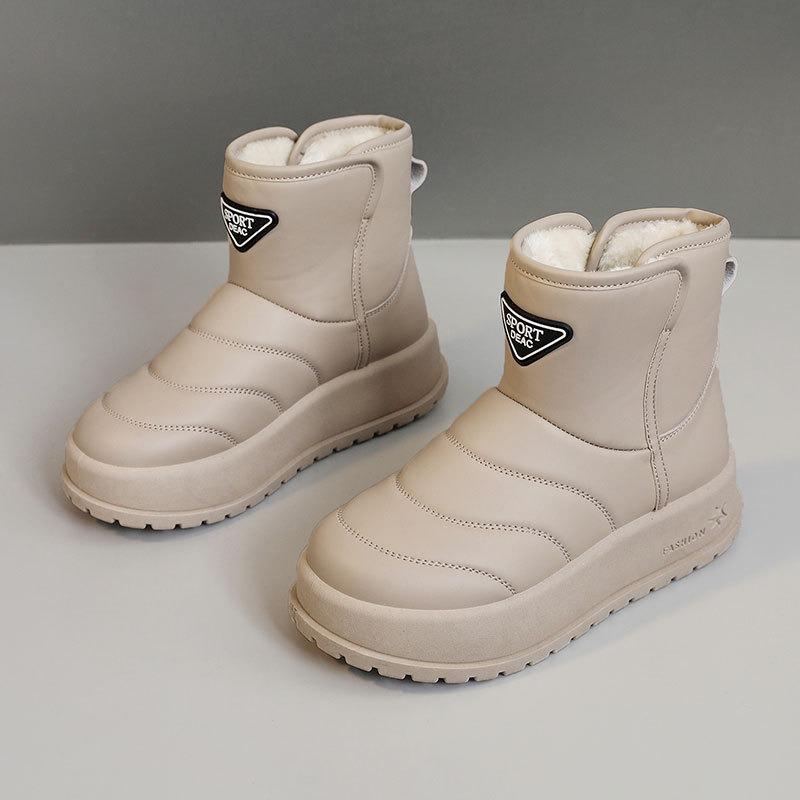 

KT2822 new autumn and winter snow boots casual women s velvet medium-top heightening cotton shoes solid color warm 40 хакі