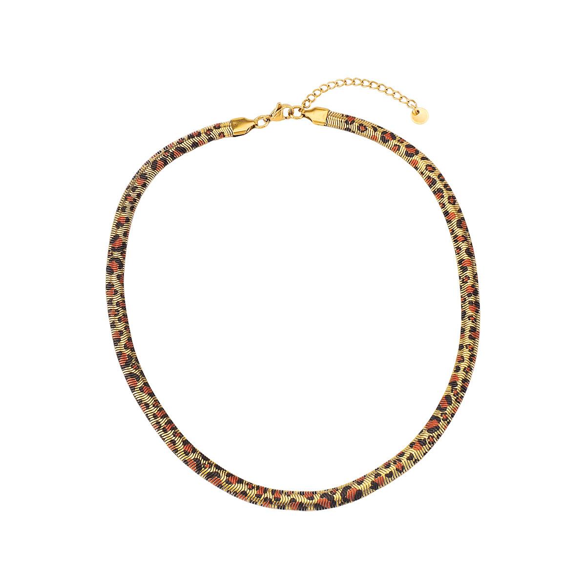 Stainless Steel Leopard Pattern Snake Neck Chain Women s Necklace