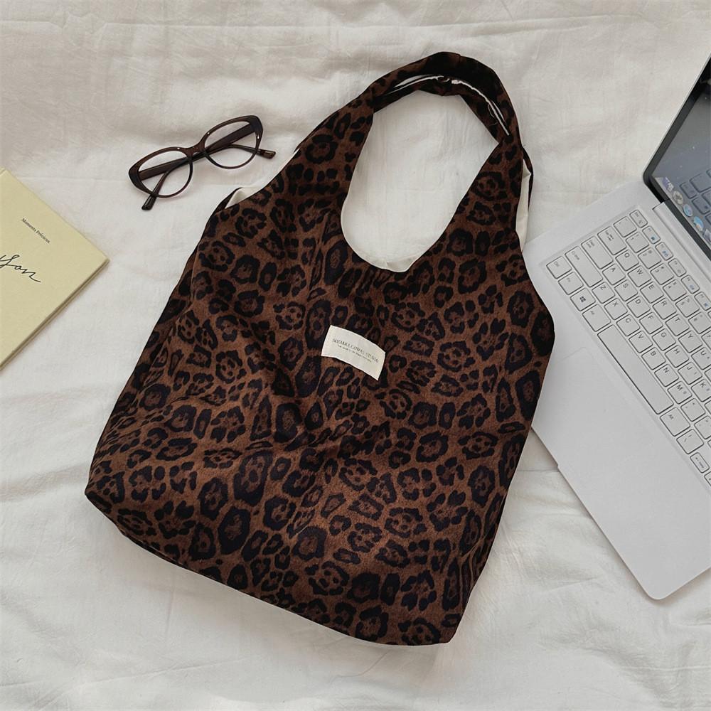 Stylish Large Capacity Suede Leopard Print Tote Bag For Women Versatile Bag Design