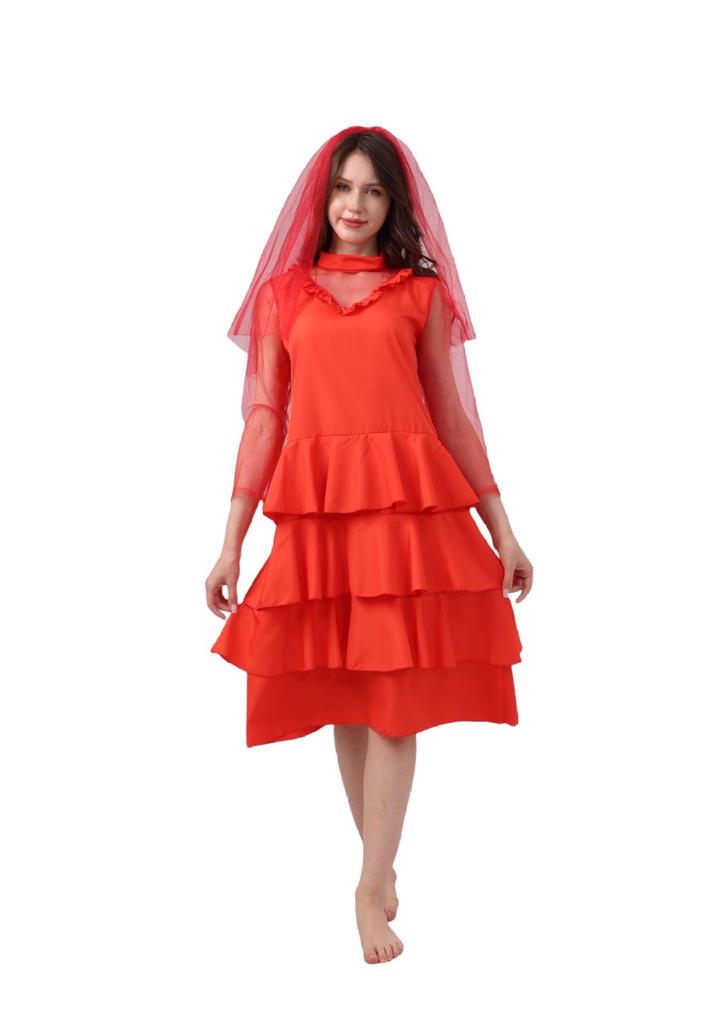 Beetlejuice Sorcerer Halloween Role-Playing Red Striped Suit & Skirt