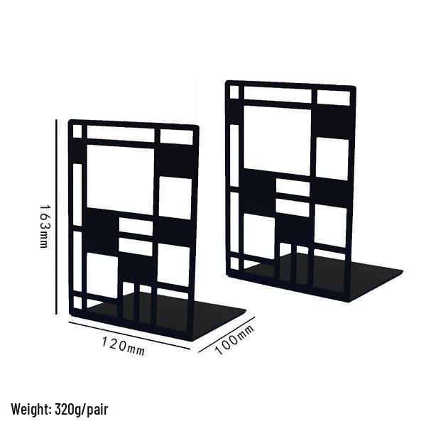 Creative Wrought Iron Metal Book Storage Rack and Personalized Hollowed-Out Bookends