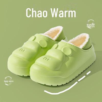 Pantoufles en Coton Velours à Semelles Épaisses pour Intérieur/Extérieur, Soin Automne & Hiver pour Femmes/Hommes, Pantoufles à Talon Faciles à Nettoyer.