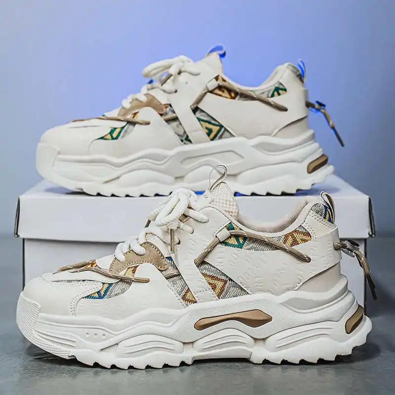 Thick Sole Tied Sneakers Man Dress Brown Dress Shoes Black Sneakers Man Sport Casuall Sapatos Runners Dropship Tenid