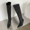 Design Pointed Toe Women Knee-High Boots Designer Party Dress Street Long Booties Thin Low Heels Shoes