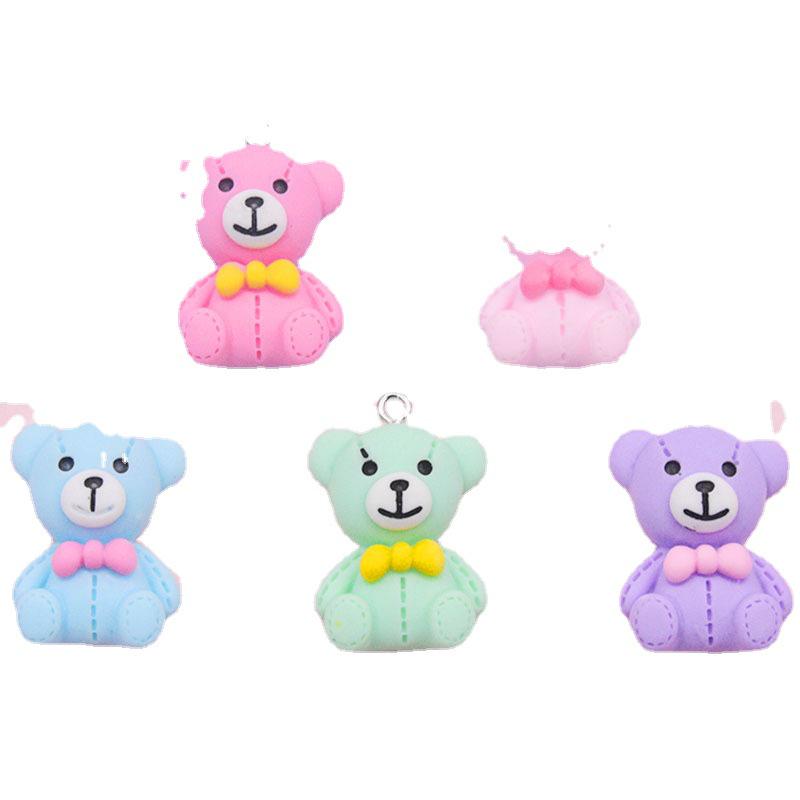 Colorful Resin Bow Bear Charm Earrings & Keychain Pendants