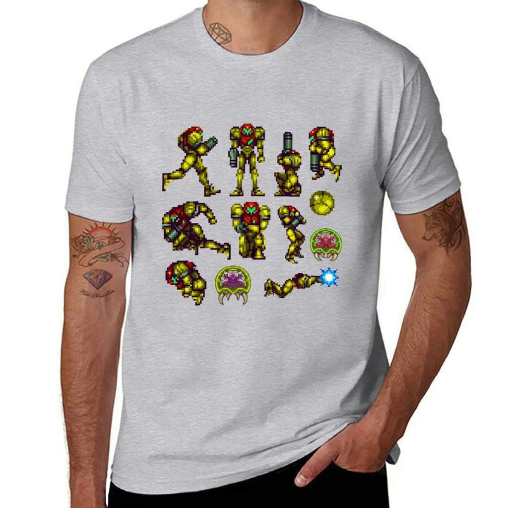 Super Metroid / Samus Aran 01 Maglietta Manica corta t-shirt oversize cose anime oversize t-shirt da uomo casual alla moda