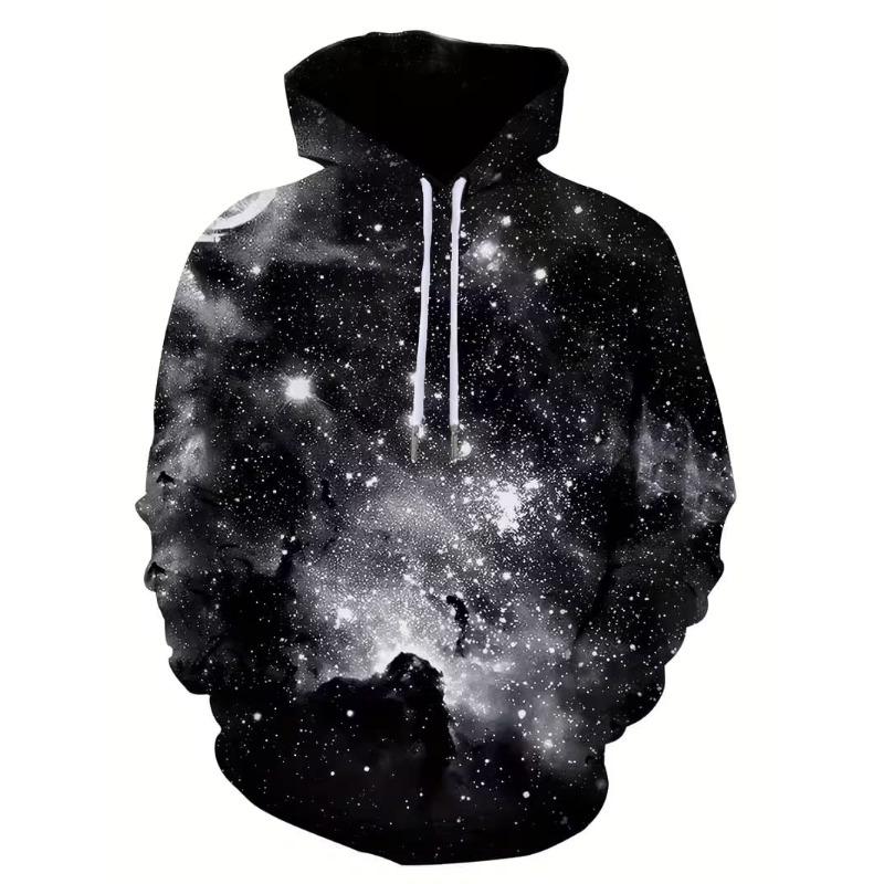 Men's 3D Striped Print Long-sleeve Hoodie, Comfortable, Breathable and Versatile Men's Top