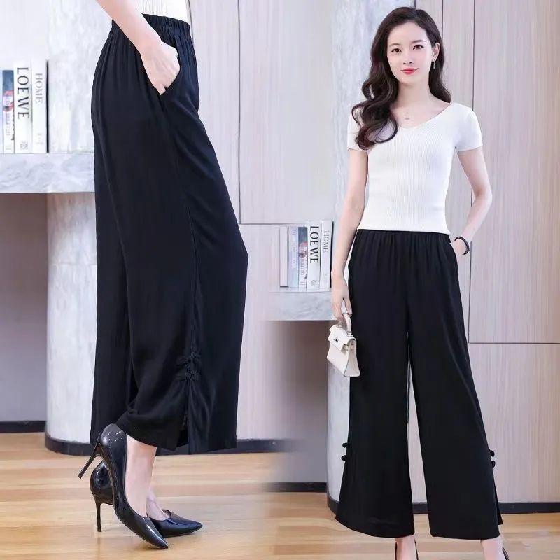 

Летняя новинка Одежда для женщин среднего возраста Ретро Свободная больших размеров Женская одежда Модная одежда Топы с коротким рукавом Укороченные брюки Комплект из двух предметов 8077# Black XL Suggestion [57.50 kg-65.00 kg]]