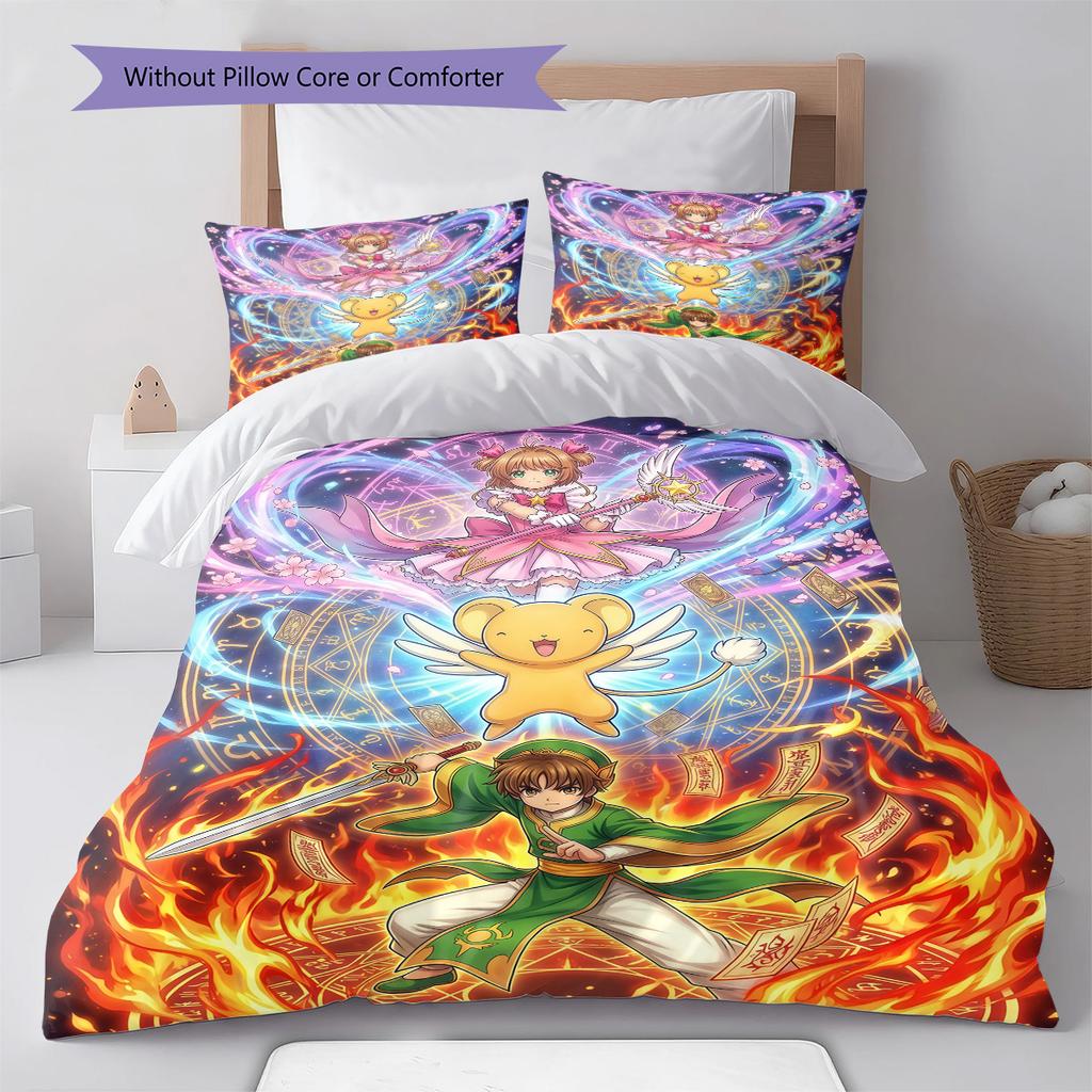 Cardcaptor Sakura Comforter Cover Set Bedding Soft Duvet Cover with Pillowcase for Bedroom Home Decor -QJY
