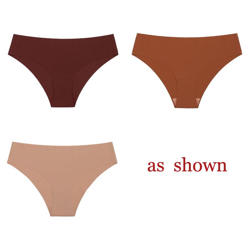 TERMEZY 3Pcs/Lot Sexy No Trace Panties for Women Ice Silk Low Waist Underwear Sports Lingerie G-string Briefs Female Intimates